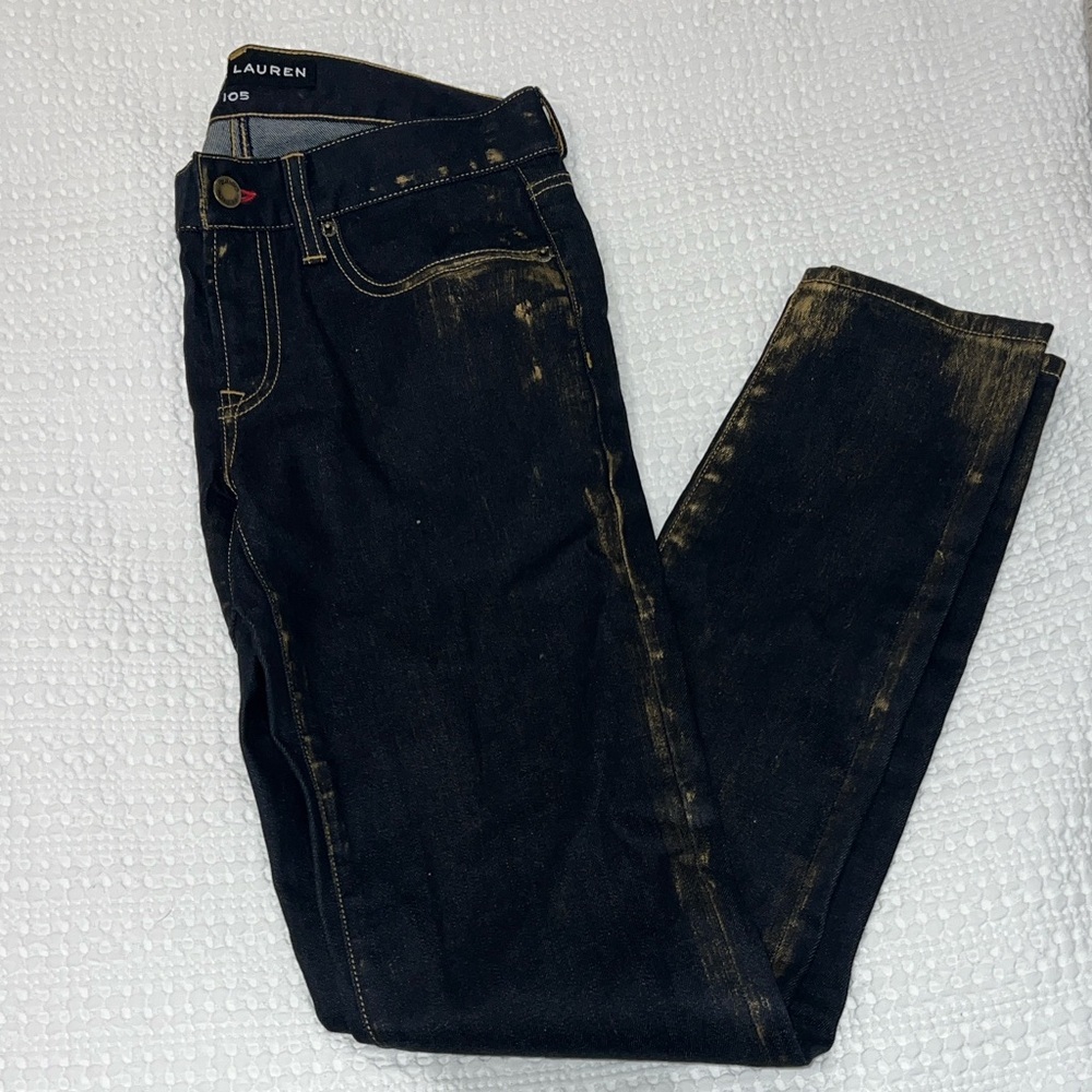 Women's Dark Jeans with Gold Accents